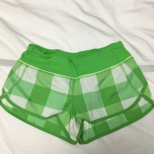 Lululemon green Speed Up Shorts, size 4